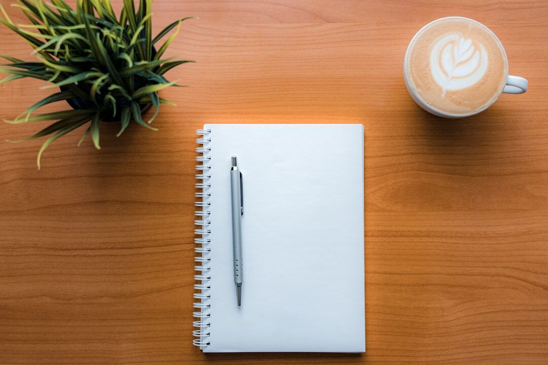 open diary on wooden table
