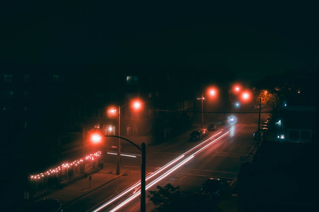 dark foggy street at night