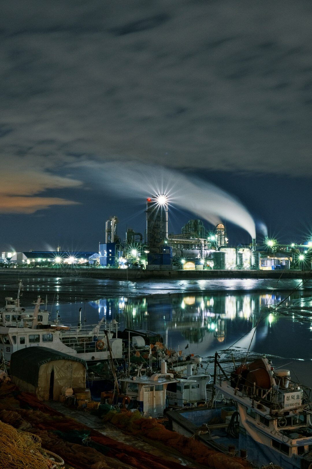 abandoned harbor at night